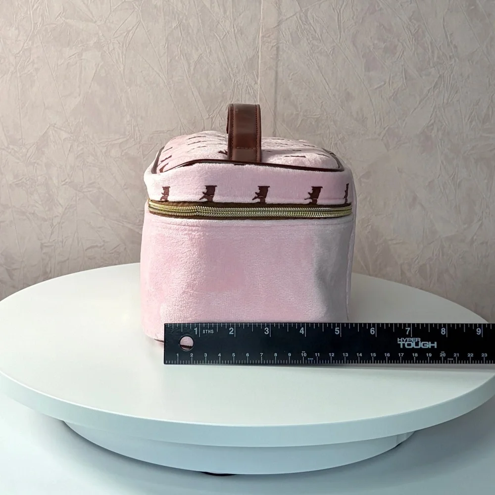 Juicy Couture Pink Cosmetic Case with Gold Accents Travel Case Train Case Makeup